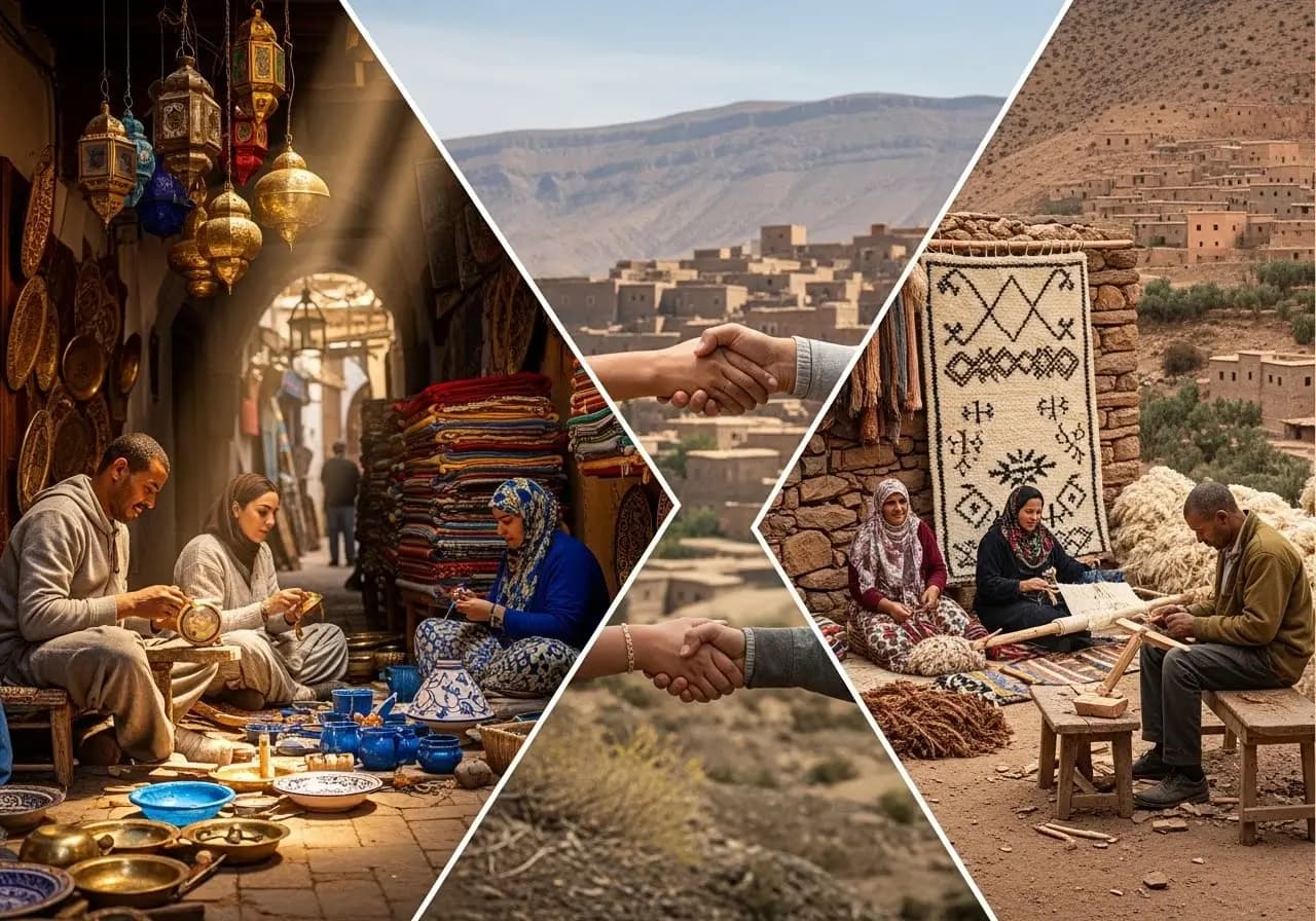 Artisan marocain au travail, notre histoire chez The Atlas Craft